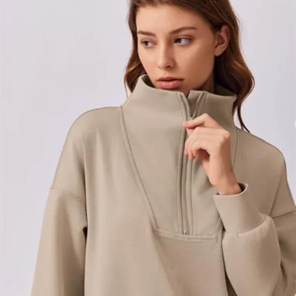Oversized Half-Zip Sweatsuit Set Loose Fit Wide Leg Tracksuit Y2K Chic